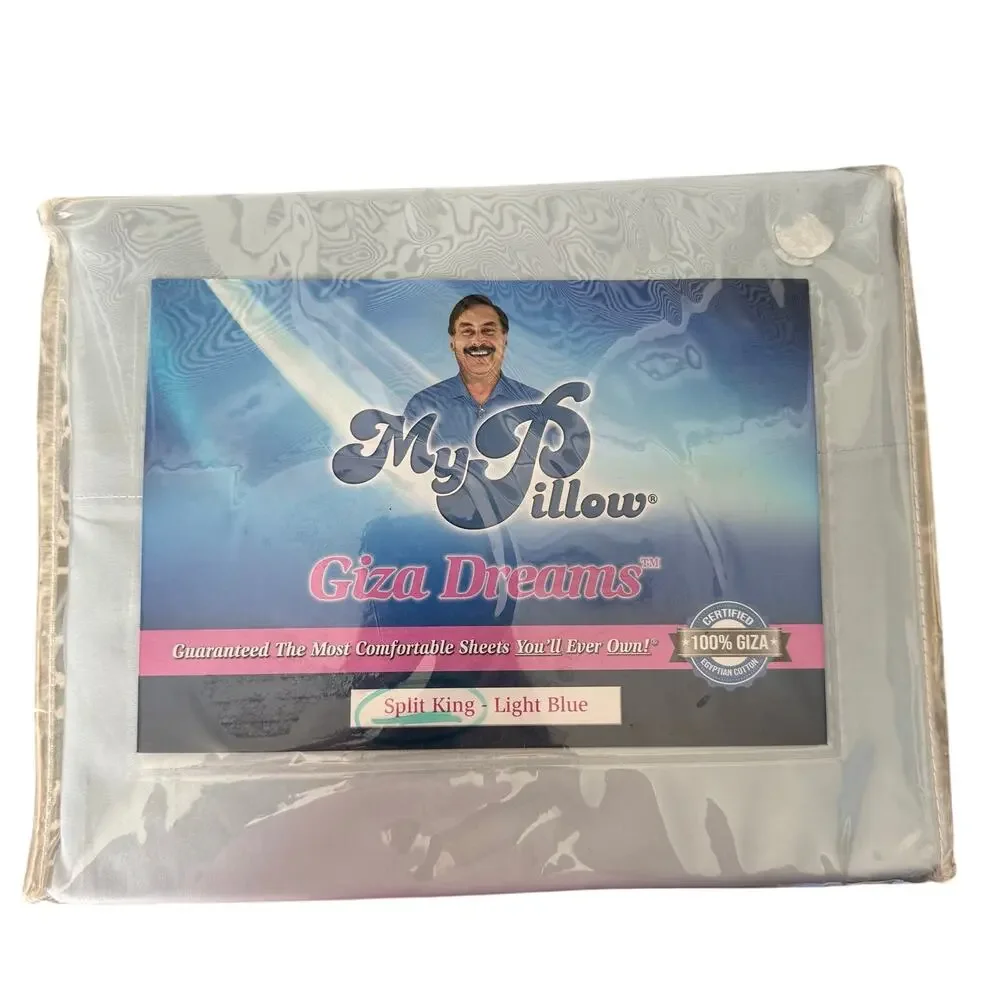 MyPillow Giza Dreams sheets light blue split king Comfortable Egyptian Cotton
